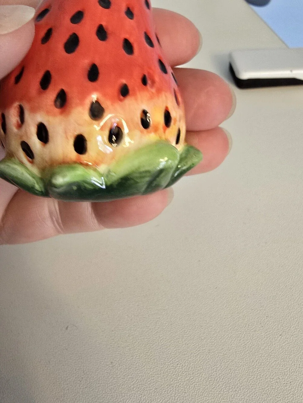 Ceramic Watermelon Strawberry Salt and Pepper Shaker Set Stiil Have Plugs
